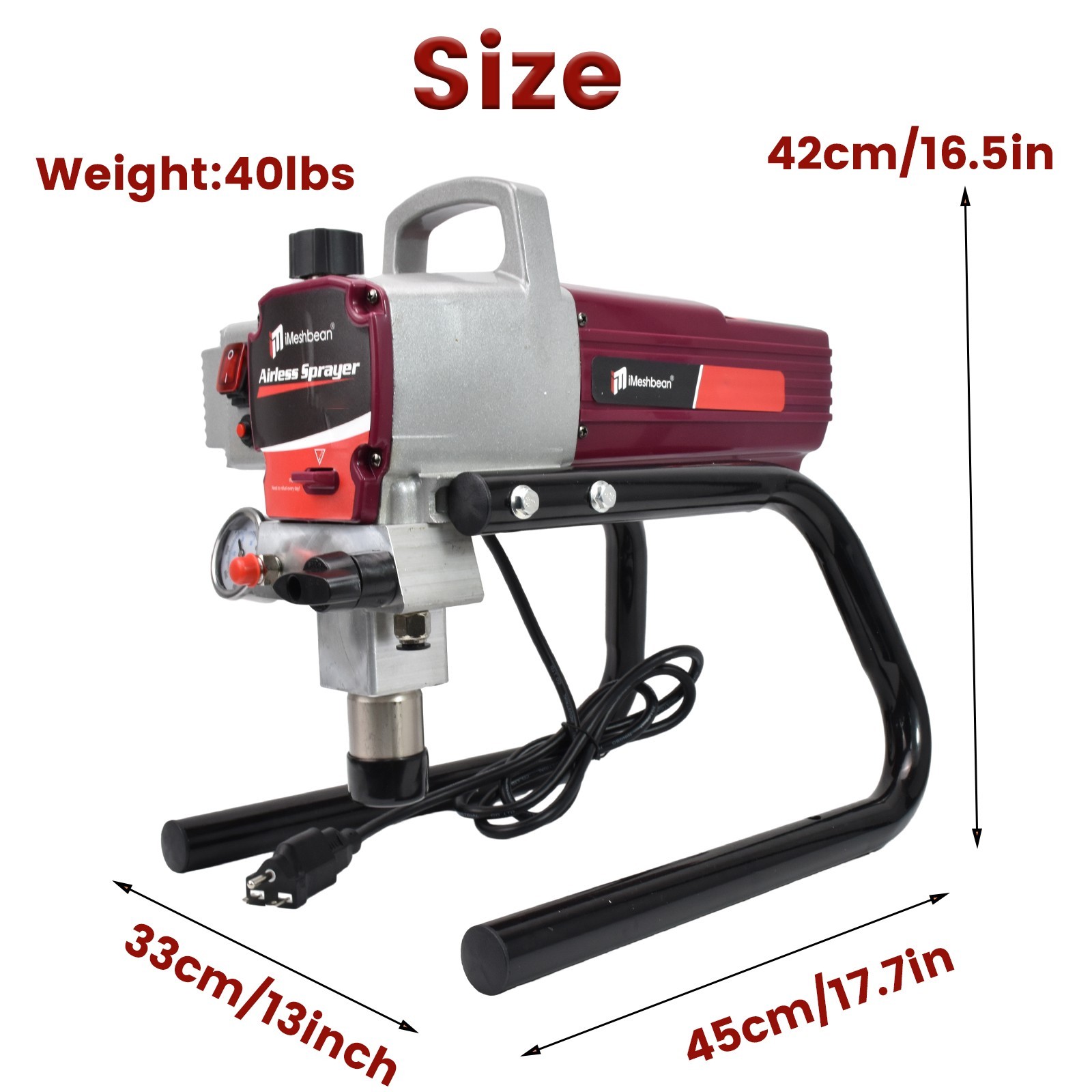 2.5HP 1700W High Pressure Airless Paint Sprayer Gun Sprayer Machine 220V-240V