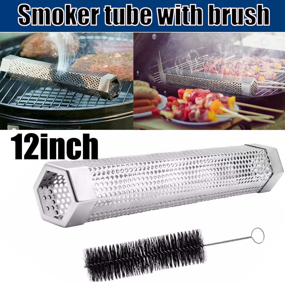 304 Stainless Steel BBQ Grill Smoker Box Tube for Wood Pellet Pipe Smoking Meats