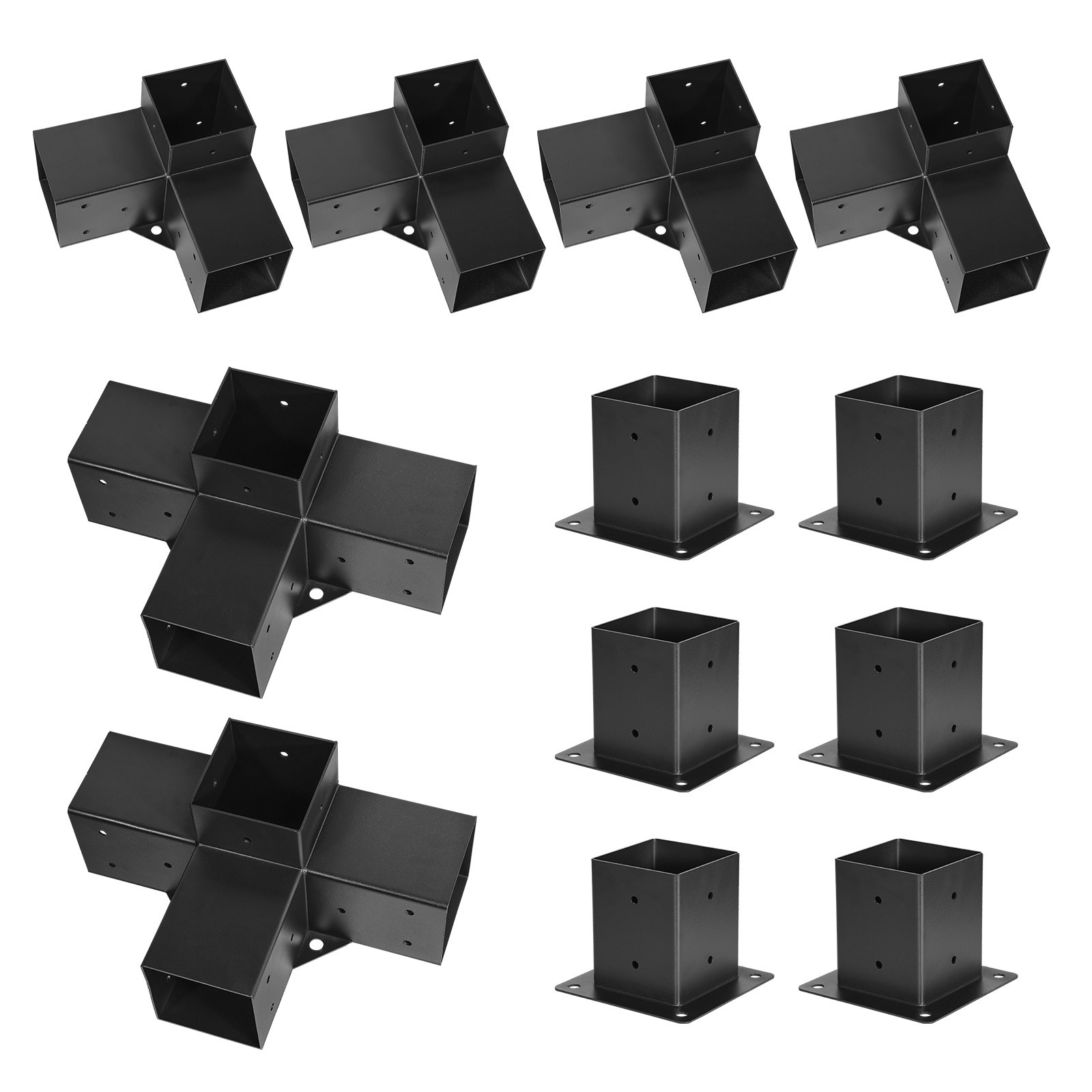 Uimoso 4×4 Pergola Bracket Kit 3.5×3.5 Inner, 3- & 4-Way Brackets with Bases
