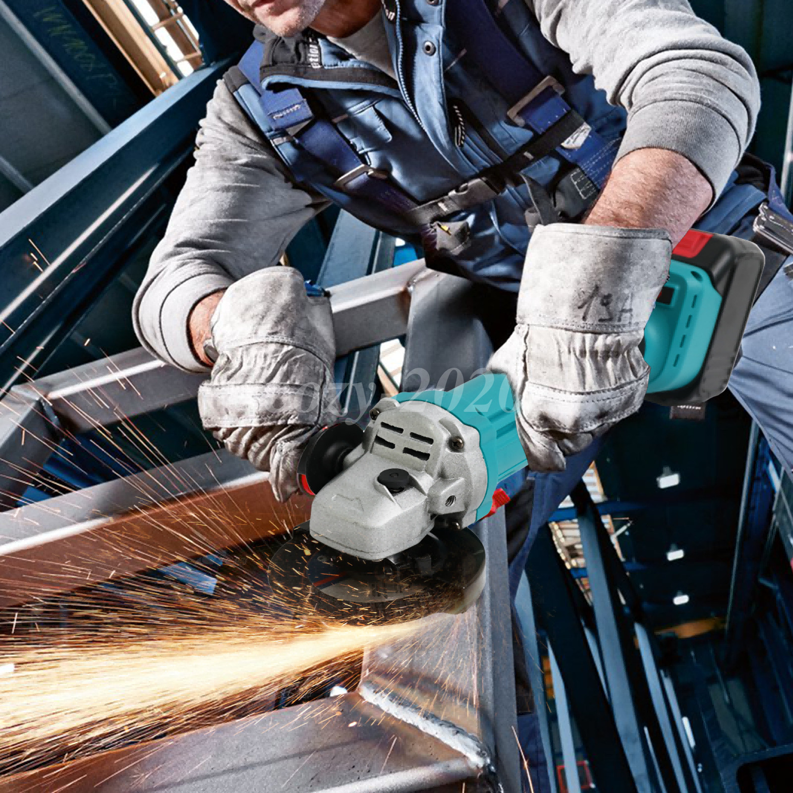 21V Cordless Angle Grinder Cutting Brushless Detail Sander 9000 RPM W/ 2 Battery