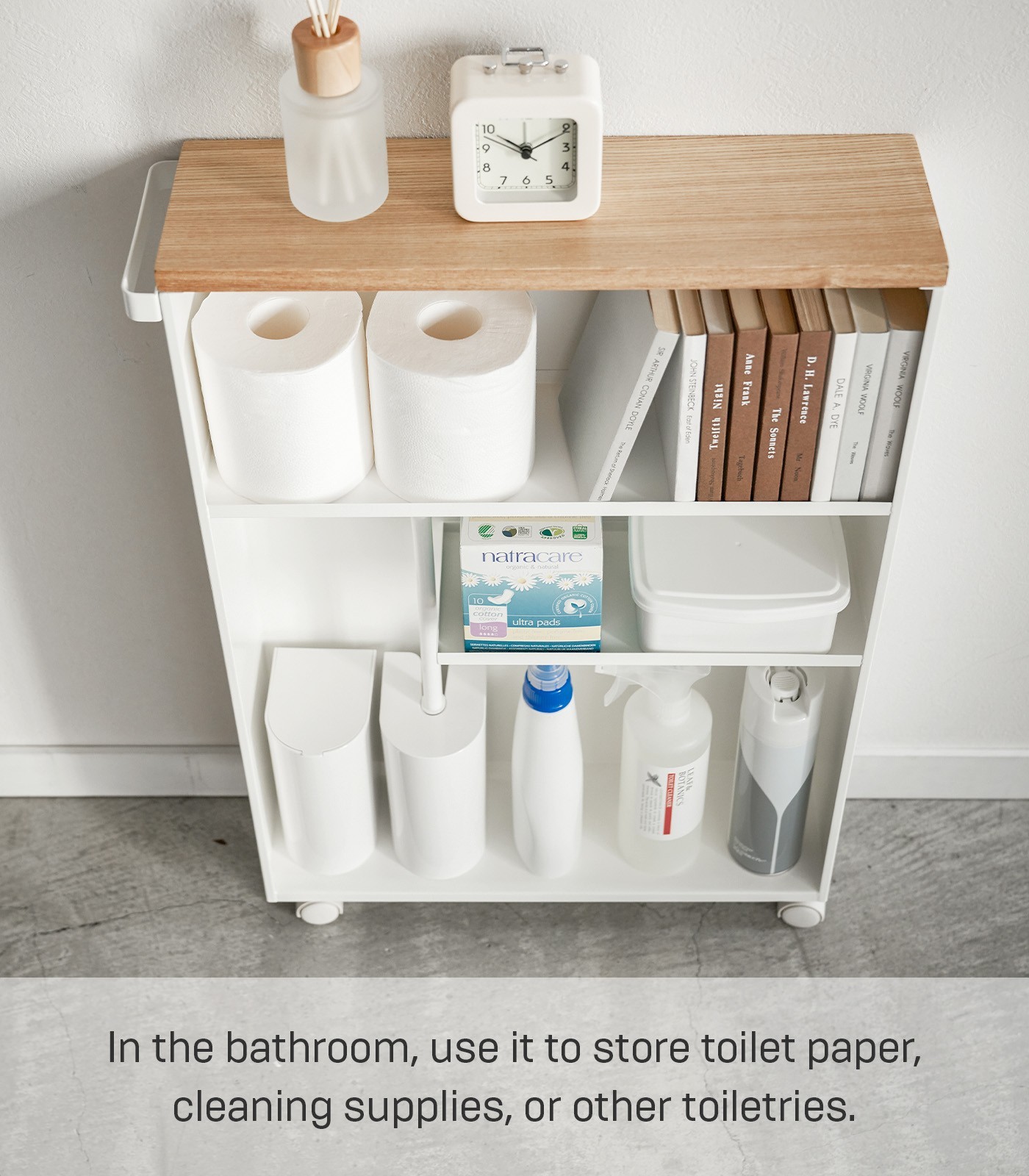 Yamazaki Home TOWER Slim Rolling Storage Cart – Narrow Bathroom Storage Cabinet