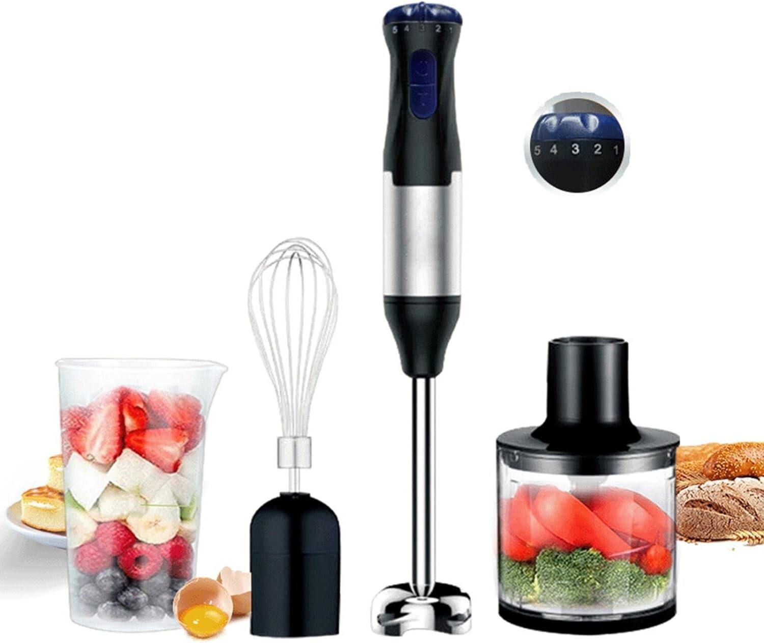 1000W 5 Speed 5 In 1 Immersion Electric Hand Blender Stick Chopper Mixer Juicer