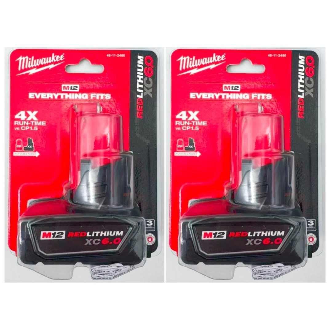 2 Pack M12 XC 6.0Ah 12V REDLITHIUM Extended Battery 48-11-2460 M12
