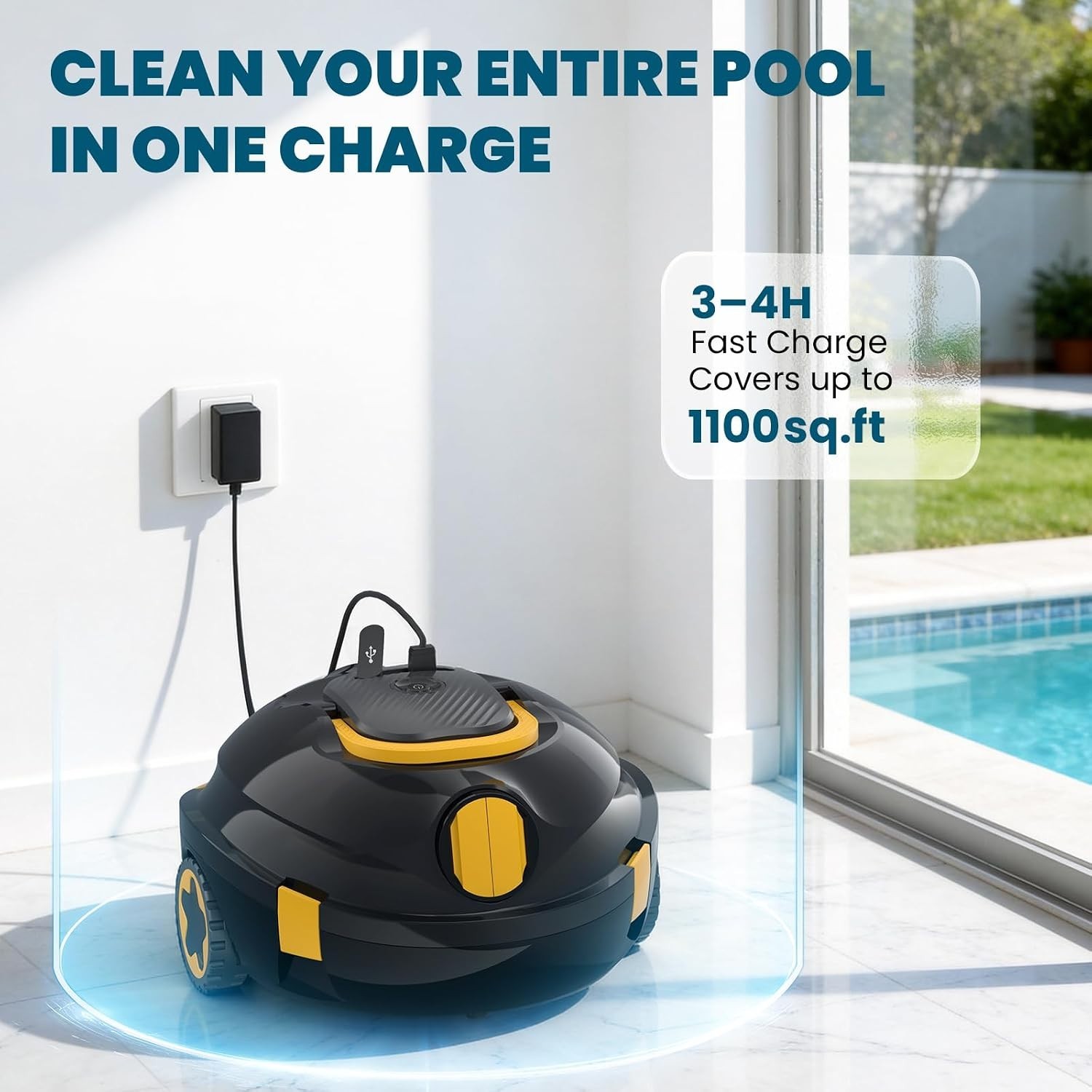 Portable Robotic Pool Cleaner – 2.2L Capacity with Advanced Filtration System