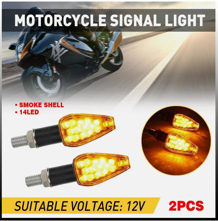 2pcs Universal Mini LED Motorcycle Turn Signal Blinker Lights Amber Indicator