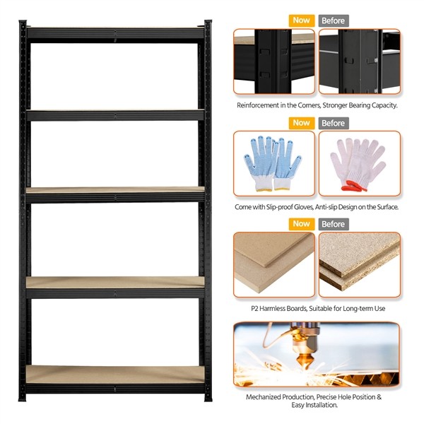 5-Tier Heavy Duty Metal Shelving Unit Garage Shelves Utility Rack Adjustable