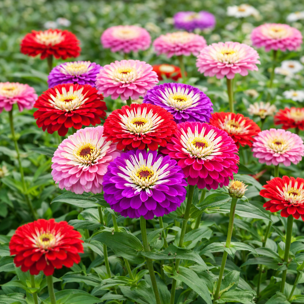 Zinnia METEOR SHOWER Mixed Colors 5″ Large Double Blooms – Non GMO
