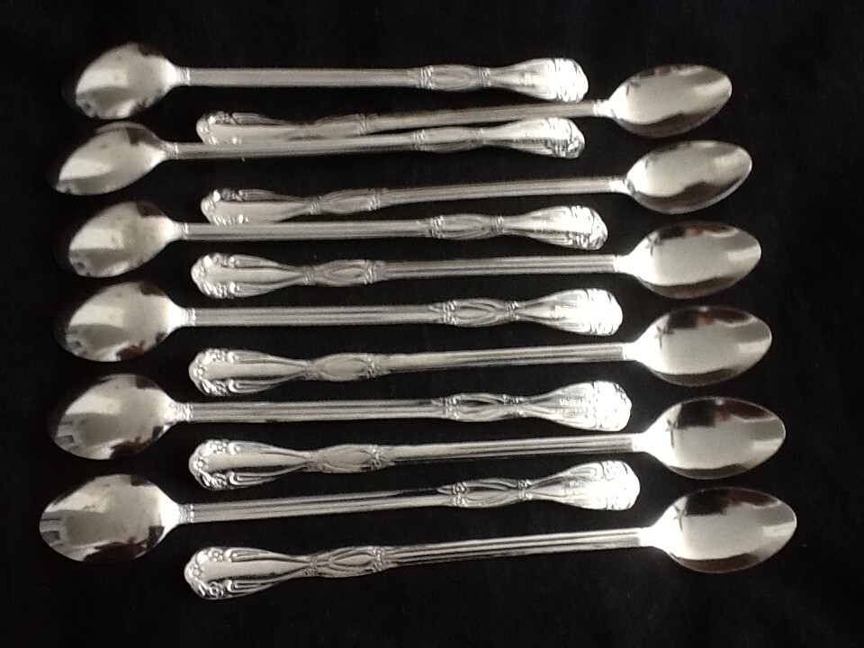 12 Quality Iced Tea Spoons Stainless Steel Long Handle Ice Tea Coffee 8 1/4″ HHH