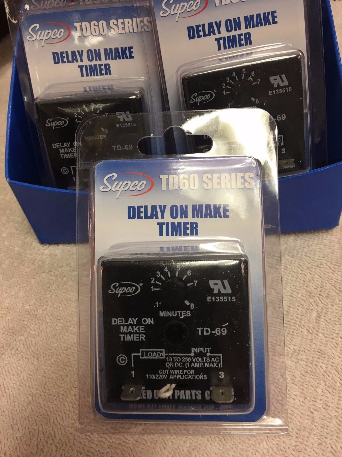Timer Delay on Make .1 TO 8 MINUTES, Adjustable, 19 to 250 Volts AC or DC TD69