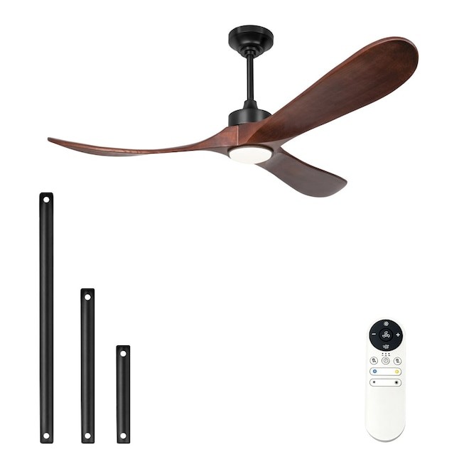 ARISKEEN 60 in. Smart Indoor Walnut Ceiling Fan Wood Blades with Light & Remote
