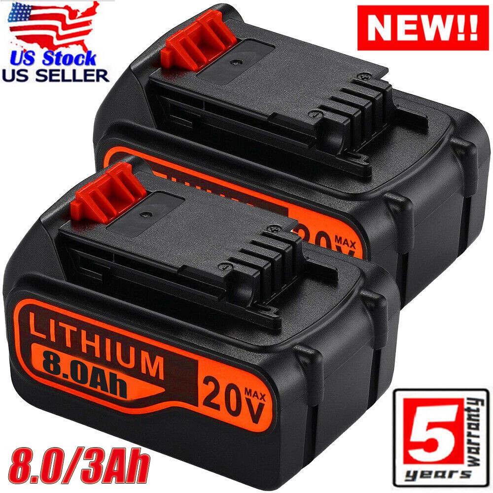 FOR Black Decker 8.0Ah 20Volt LB2X4020 Battery 20V MAX Lithium LBXR20 / Charger