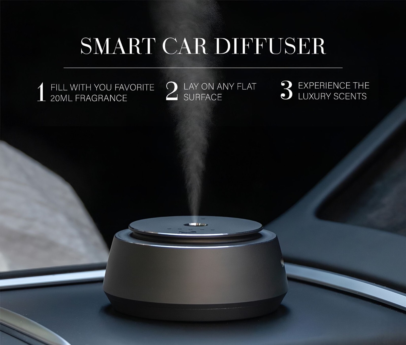 Aroma360 Smart Car Diffuser W/ Ultrasonic Scenting Nanotechnology /20ml Included