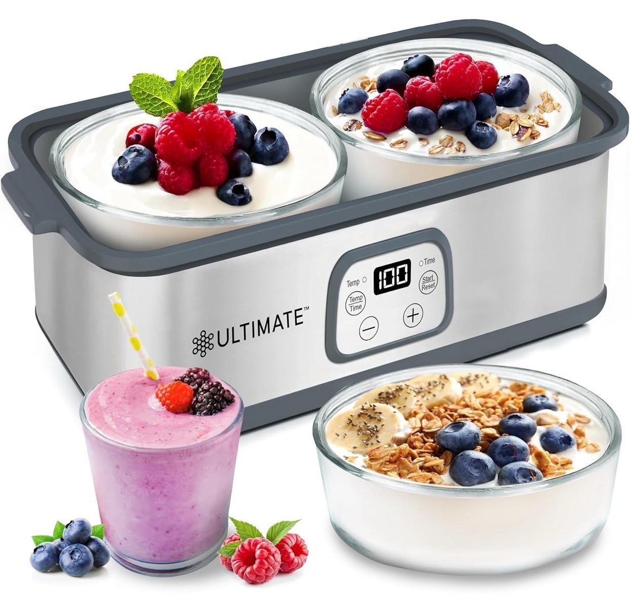 Ultimate Probiotic Yogurt Maker with Adjustable Temperature & Time Control, Open
