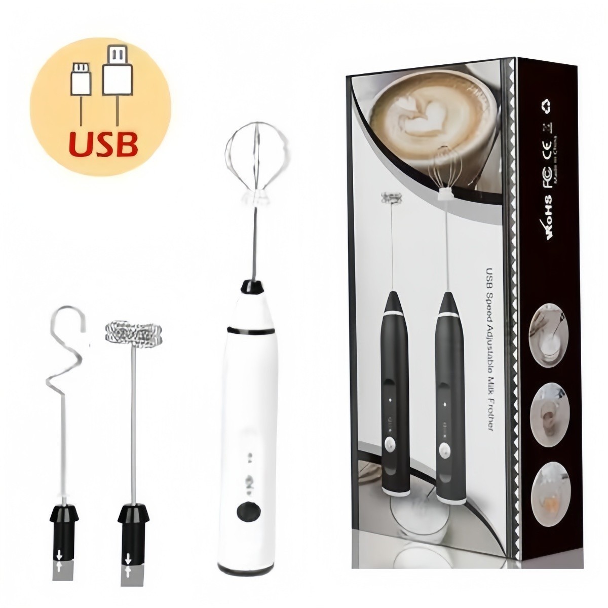 USB Rechargeable Electric Milk Frother Handheld Foam Maker For Coffee Latte