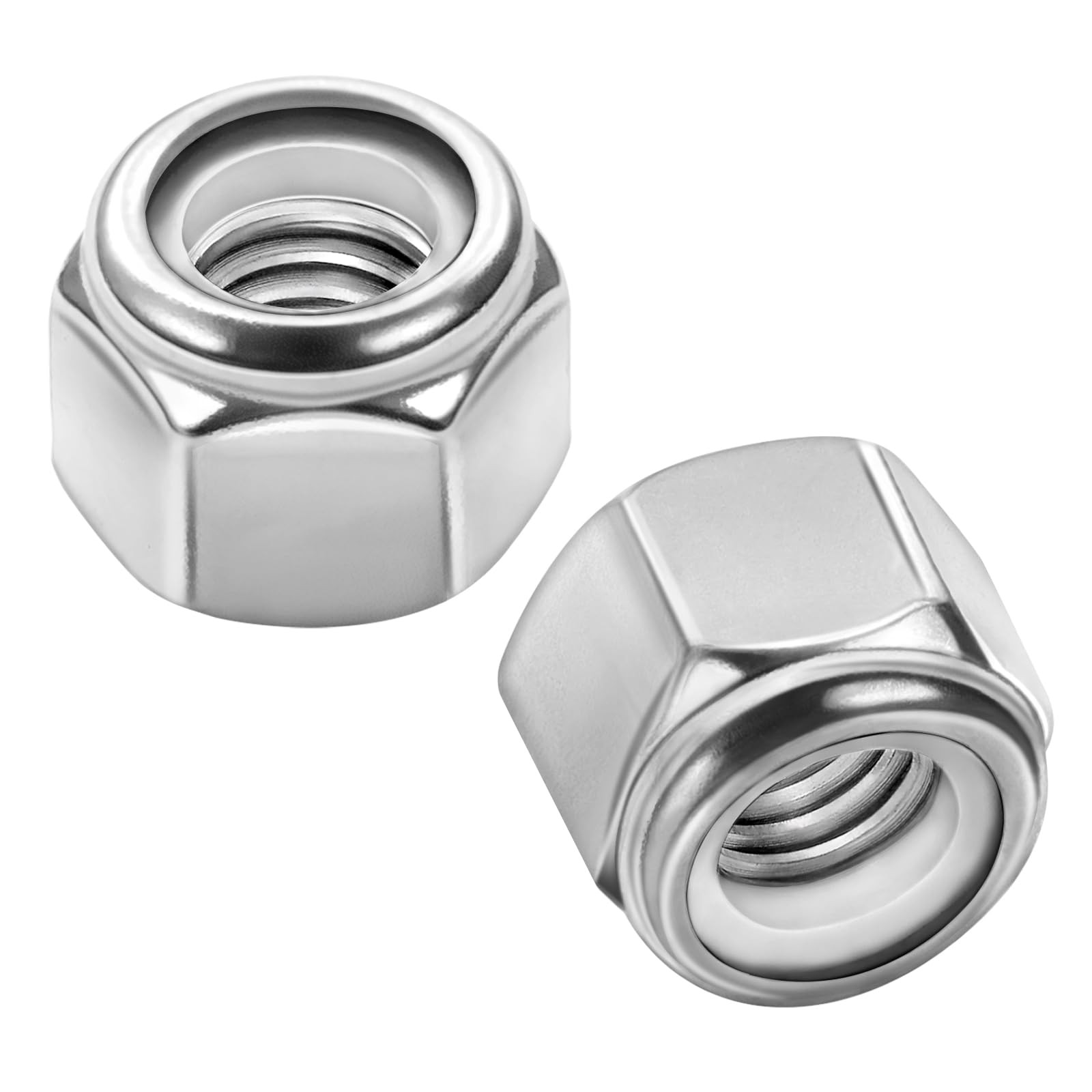 MewuDecor 3/8-16 Nylon Insert Hex Lock Nuts Locknuts, 304 3/8-16, Silver