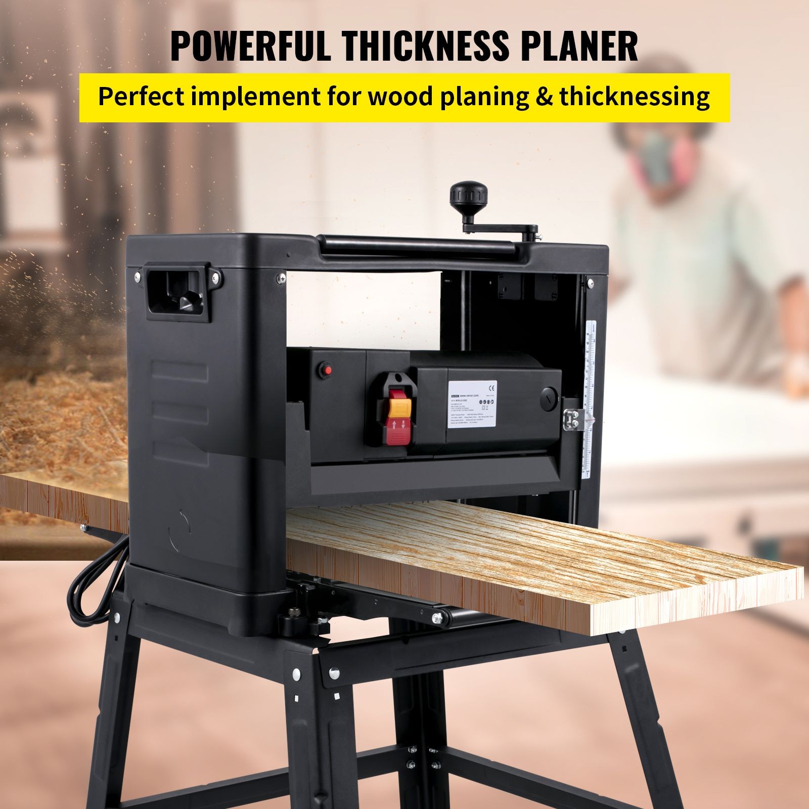 13 – Inch Benchtop Thickness Planer, 2000W, 8000 rpm, 15 AMP, with Foldable Iron
