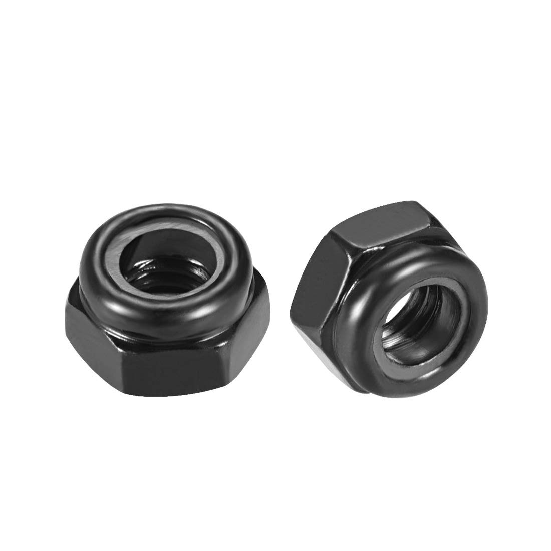 uxcell Hex Lock Nuts – M5 x 0.8mm Carbon Steel Nylon Insert x 0.8mm, Black