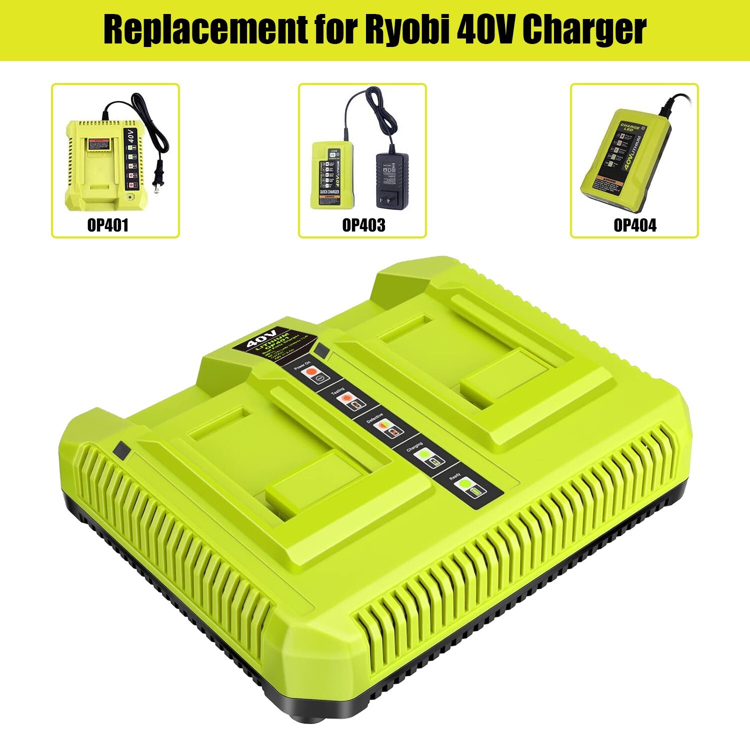 OP401 40V Dual Charger for Ryobi 40V 4.0Ah OP40404 OP4040 Battery Rapid Charger