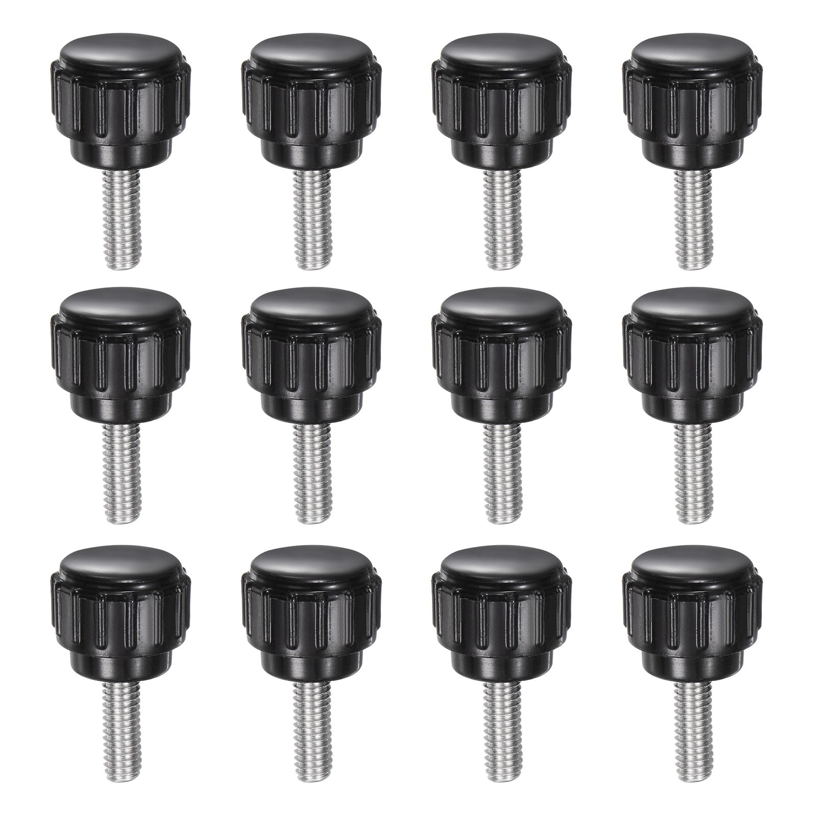 12pcs Knurled Clamping Knobs M4 x 12mm 304 Stainless Steel Thread 14mm Head