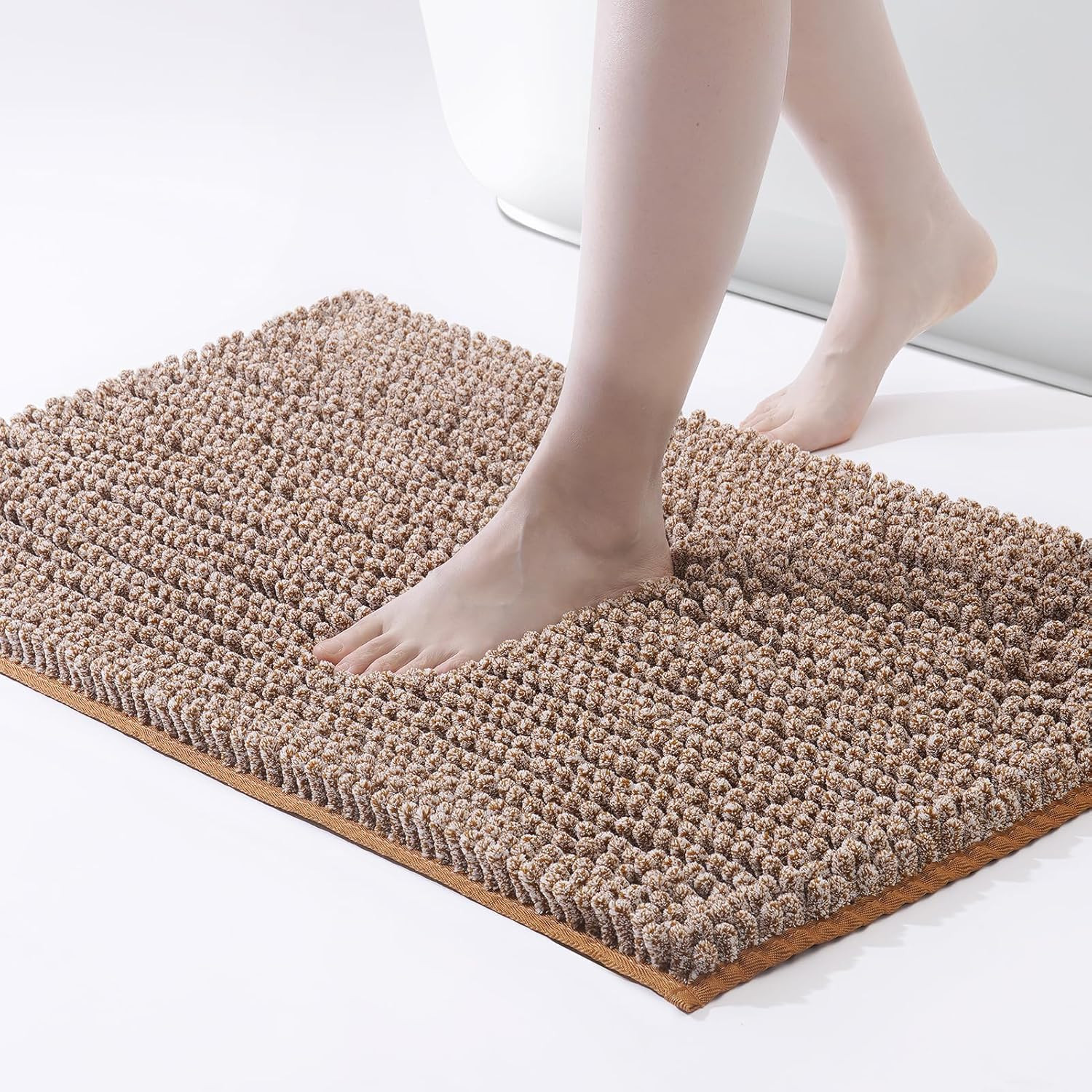 Chenille Bath Mat – Non-Slip Fluffy Shag Bathroom Rug Super Absorbent Microfiber