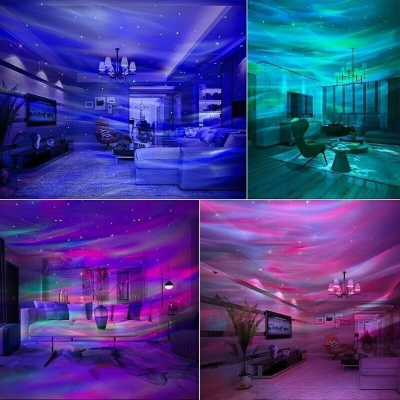2 Pcs Northern Lights Galaxy Projection Lamp Aurora Star Projector Night Lights