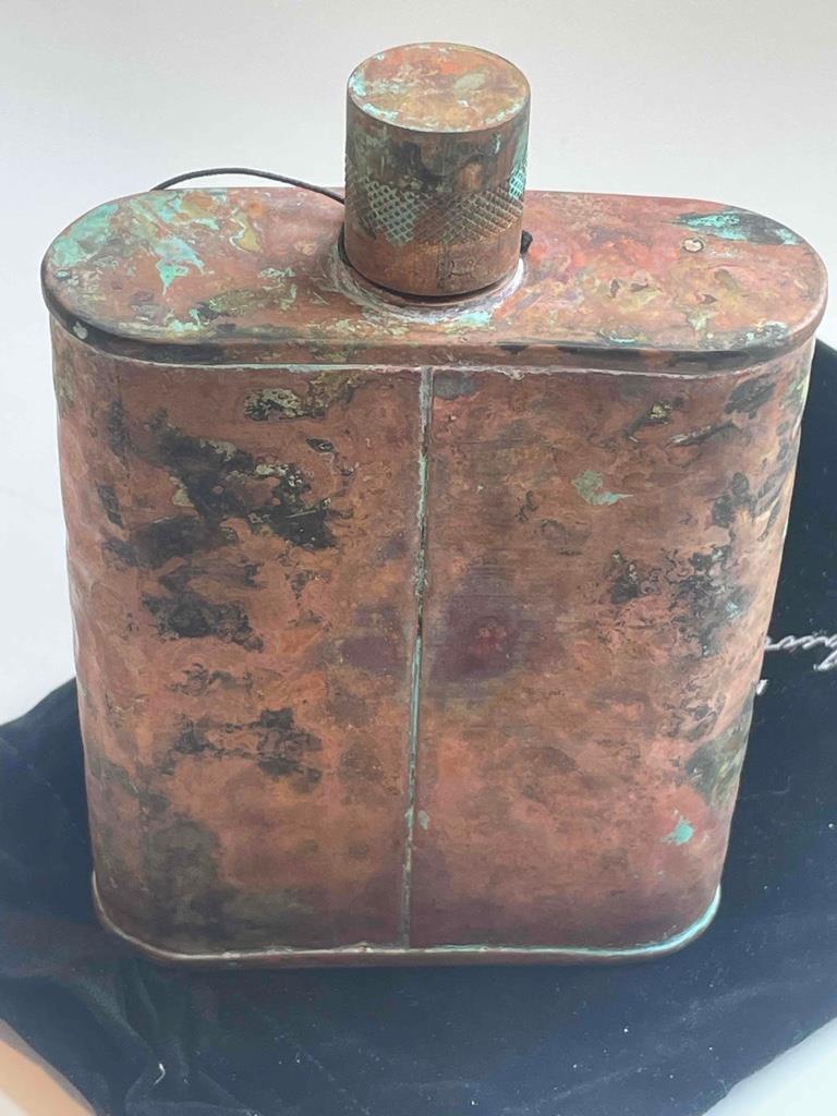 Jacob Bromwell Freedom Flask Hammered Copper 12oz Antique Patina Hand Made New
