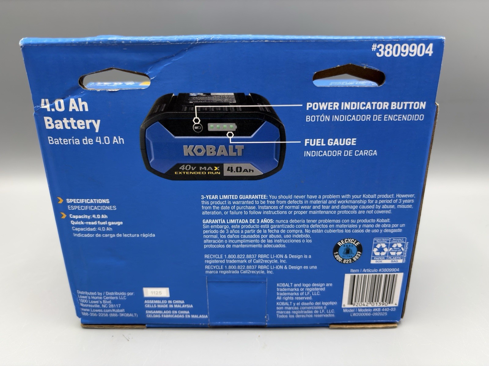 Kobalt 4.0AH 40v Max Battery (3809904) *NEW* Free Shipping