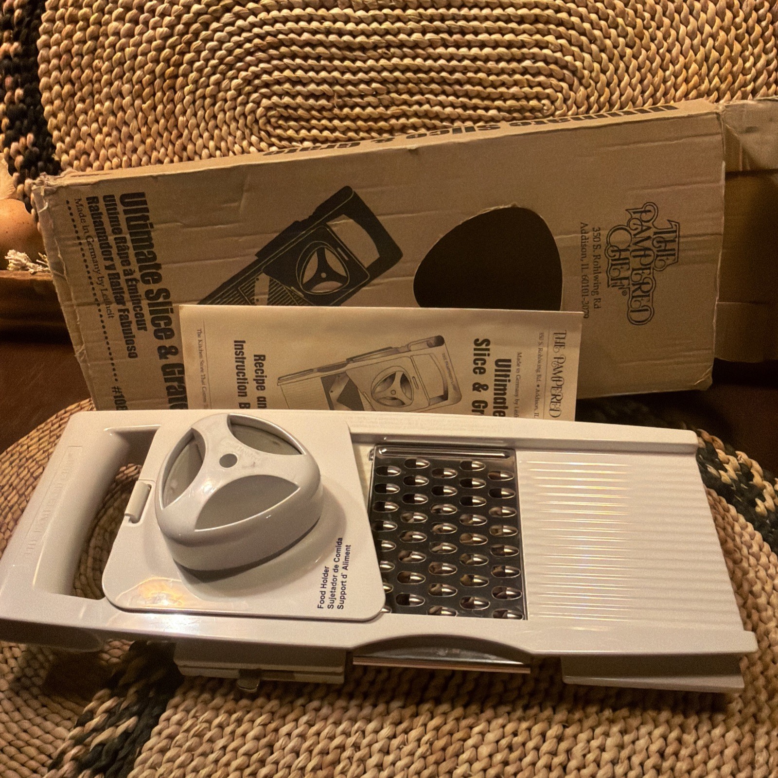 Vintage Pampered Chef Ultimate Slice & Grate #1085 Mandoline Set w Box & Manual
