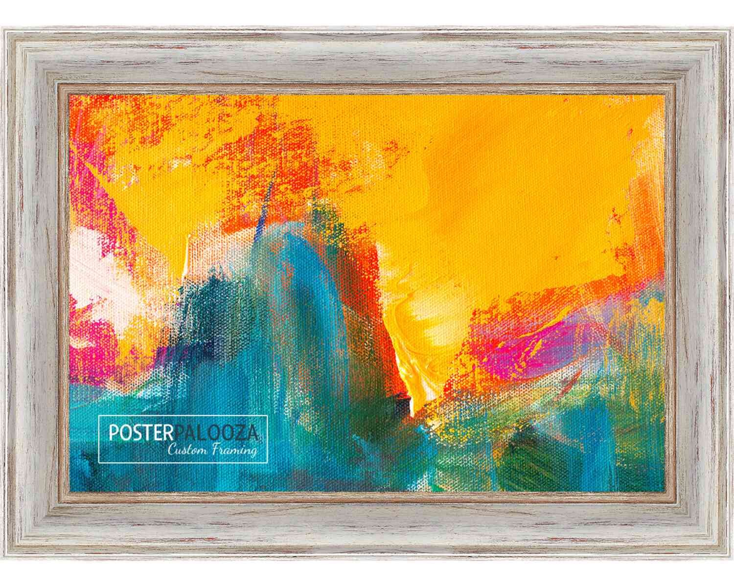 Weathered White Picture Frame – UV Acrylic,Backing, Hanging Hardware