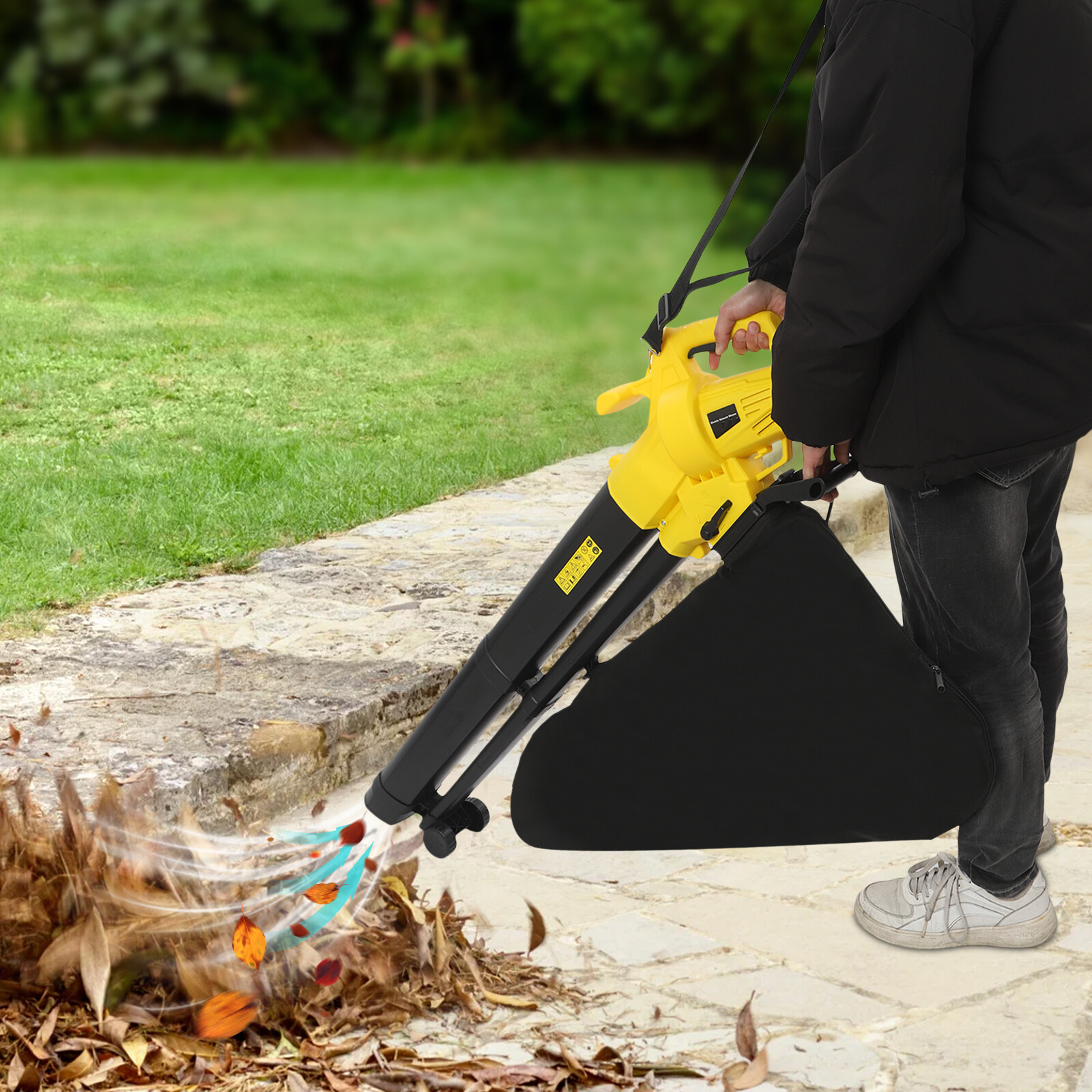 3-in-1 Electric Leaf Blower Vacuum Combo 466CFM Yard Leaf Blower w/35L Bag 110V