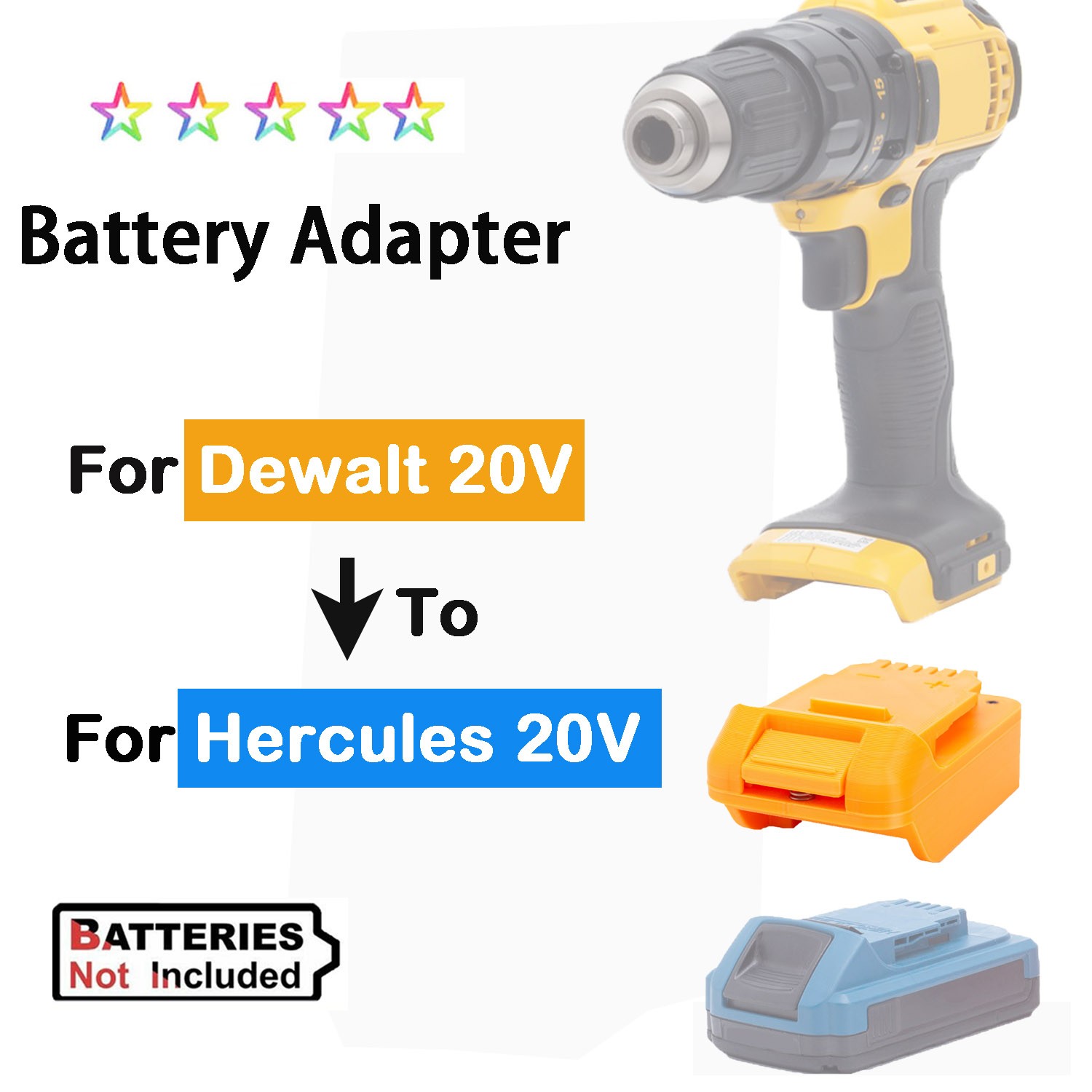 Adapter For Hercules 20V Battery Convert to for Dewalt 20V Li-Ion Power Tools