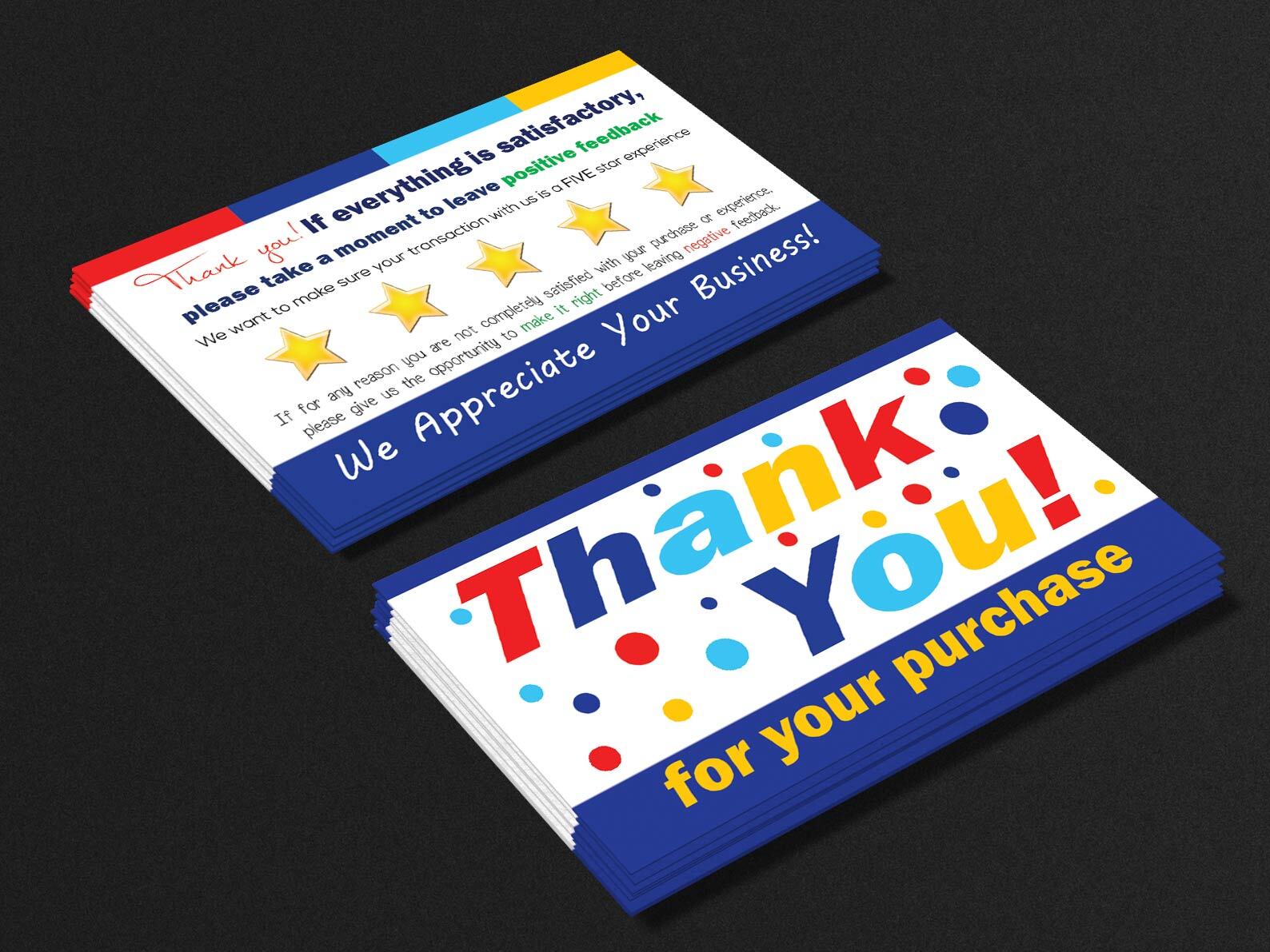 for eBay Seller Thank You Cards Your Purchase Order Notes Sets 50 250 500 1000