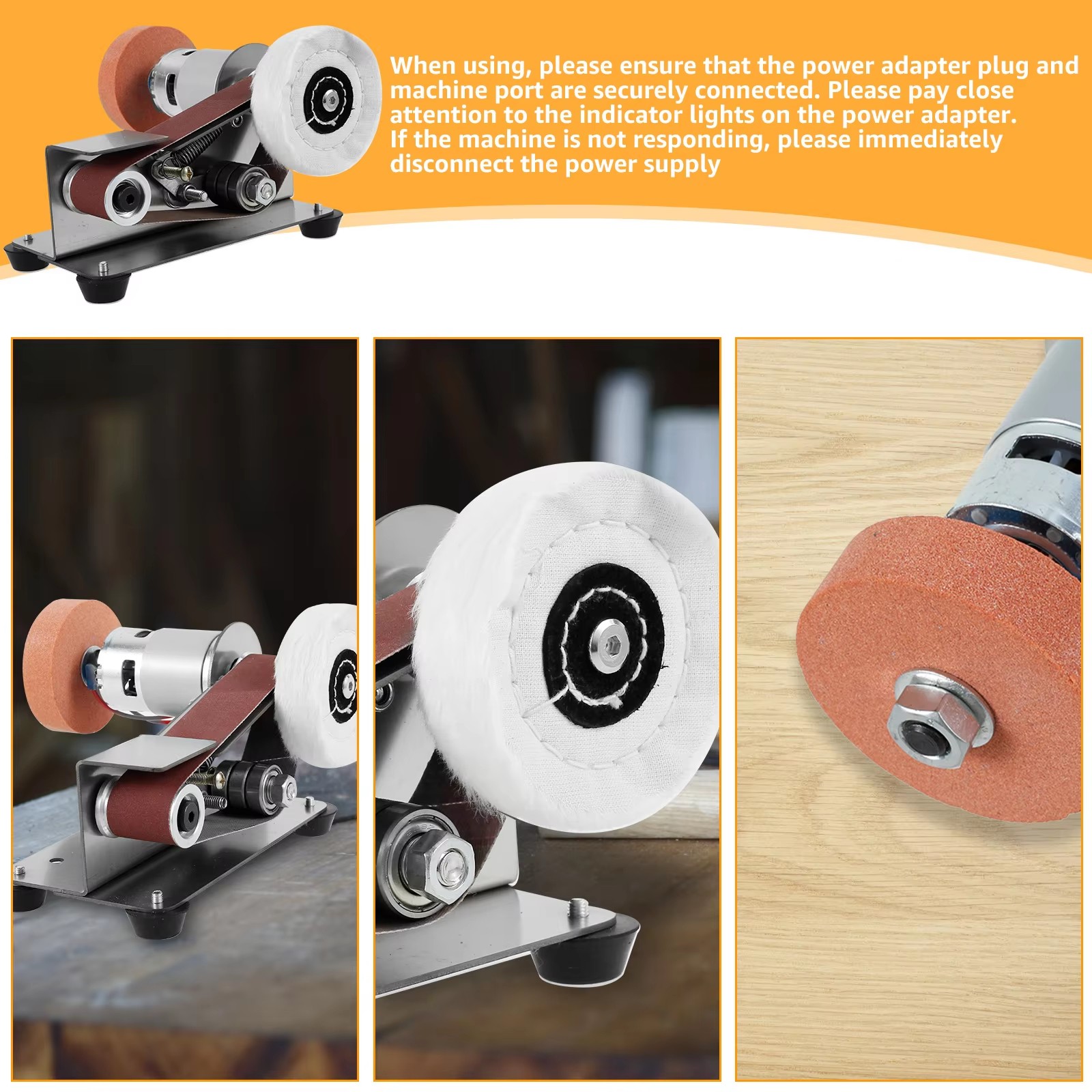 Electric 3-in-1 Mini Belt Sander Grinder Polisher Combo with 7 Speeds Adjustment
