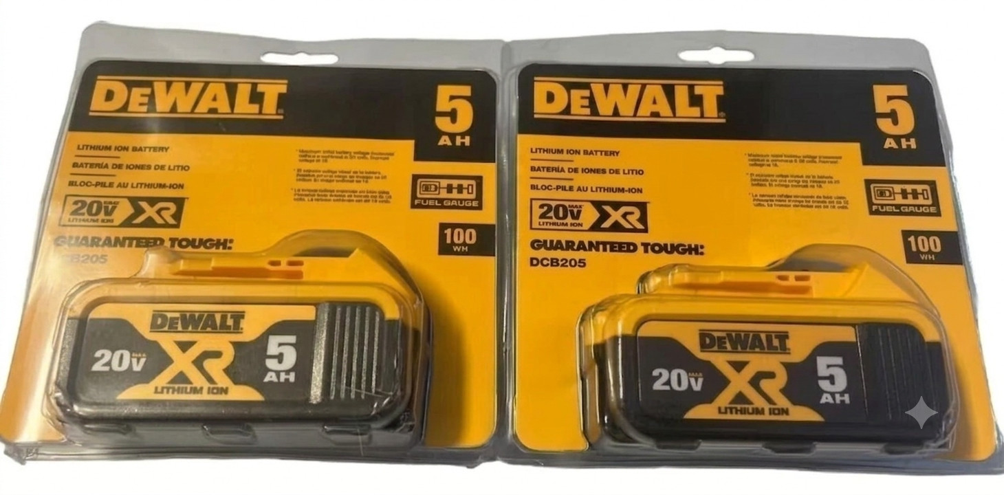 2Packs New DEWALT DCB205 20V Max XR 5.0Ah Lithium-Ion Battery for Tools USA