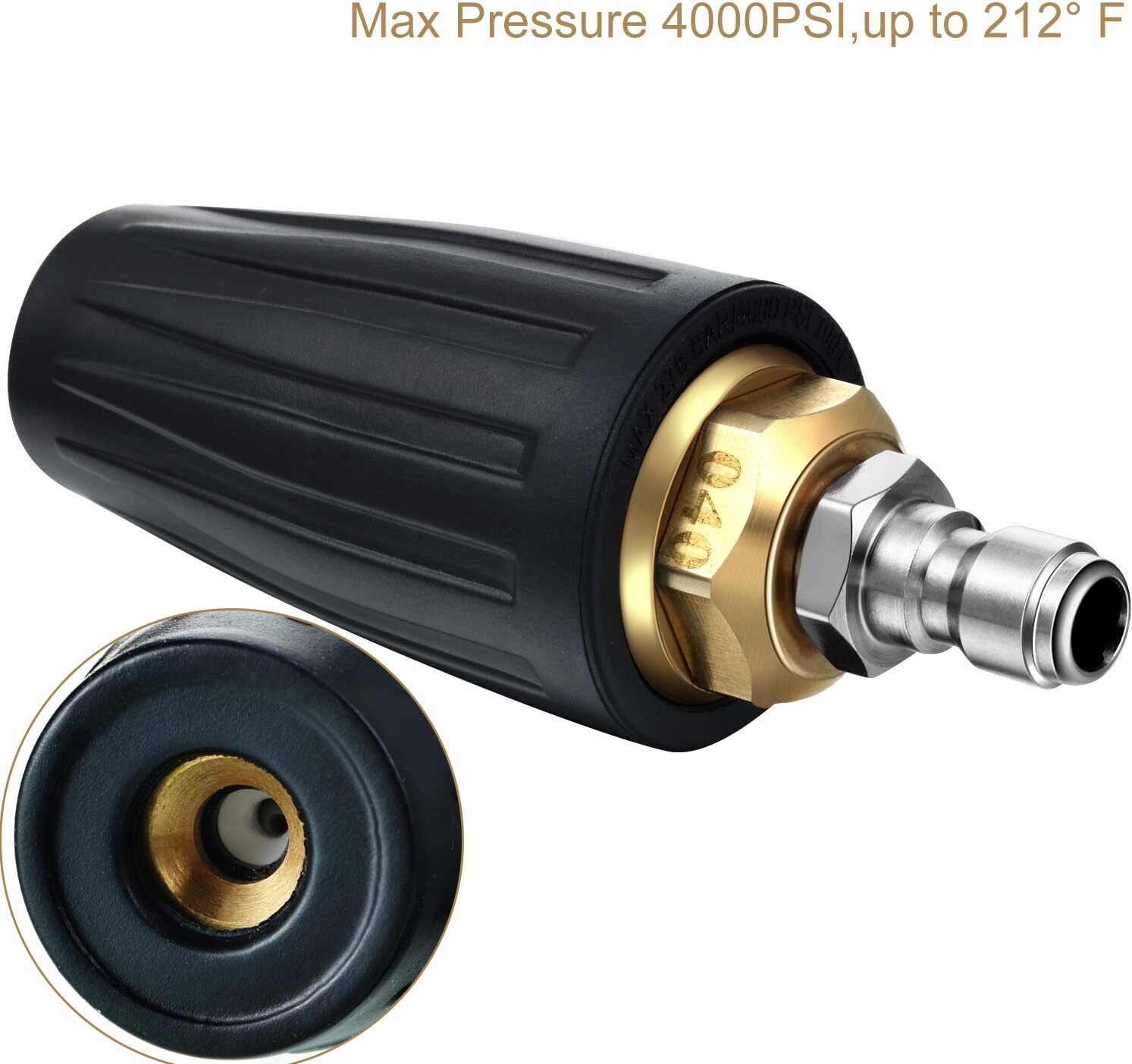 4.0GPM High Pressure Washer Rotating Turbo Nozzle Spray Tip 4000PSI 1/4″ Quick