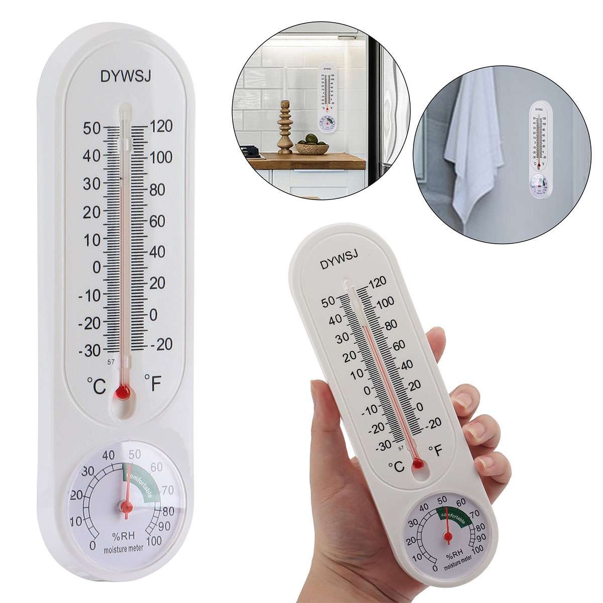 Wall Thermometer Mount Garden Greenhouse Home Humidity Meter Tool Indoor Outdoor