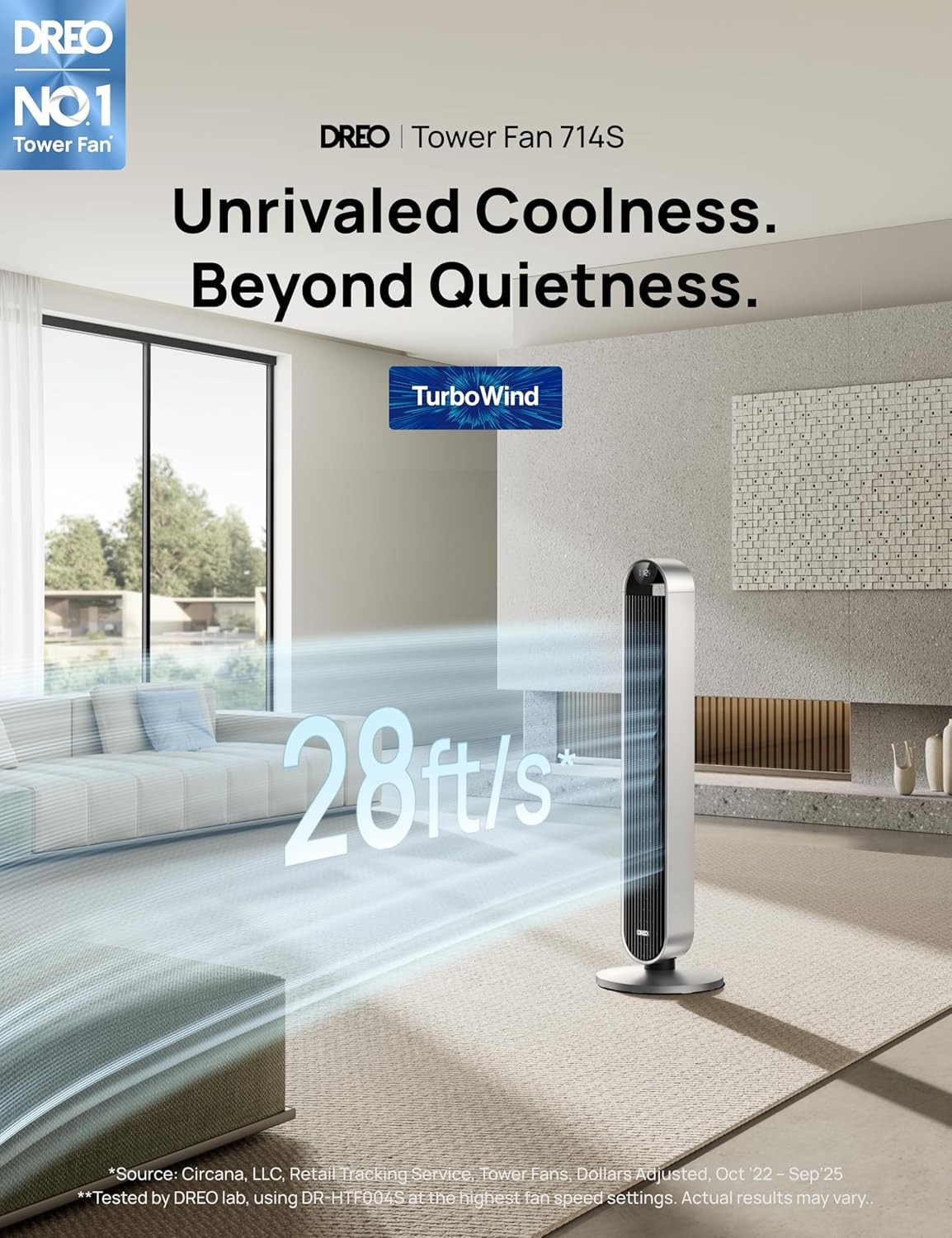 DREO 42-Inch Tower Fan – Powerful, Quiet & Efficient Whole-Room Cooling