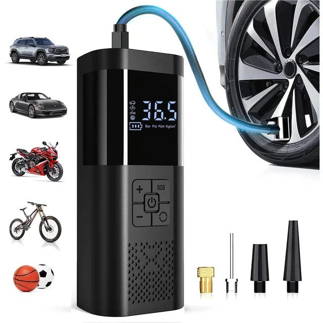 150 PSI Air Compressor Tire Inflator Fits Car Moto Bike Tires Air Pump Cordless