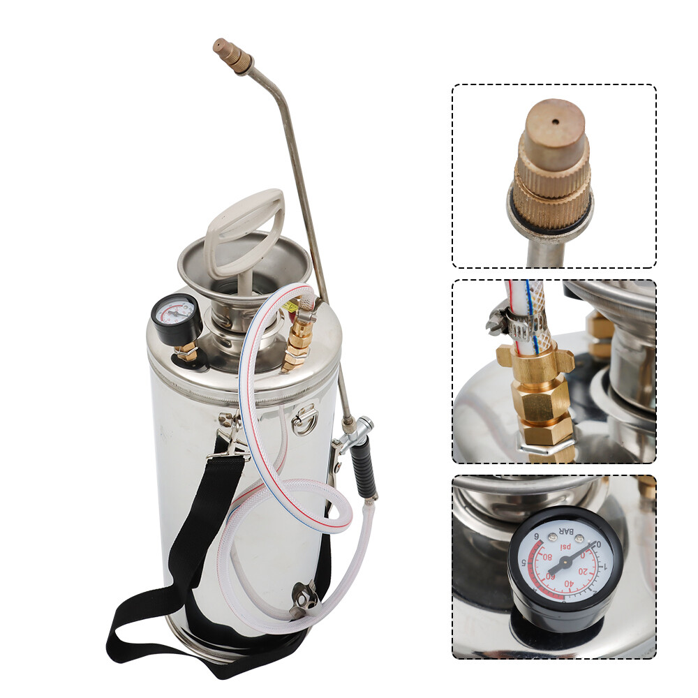 2Gallon Stainless Steel Sprayer 8L Hand Pump Sprayer Garden And Lawn Cleaning