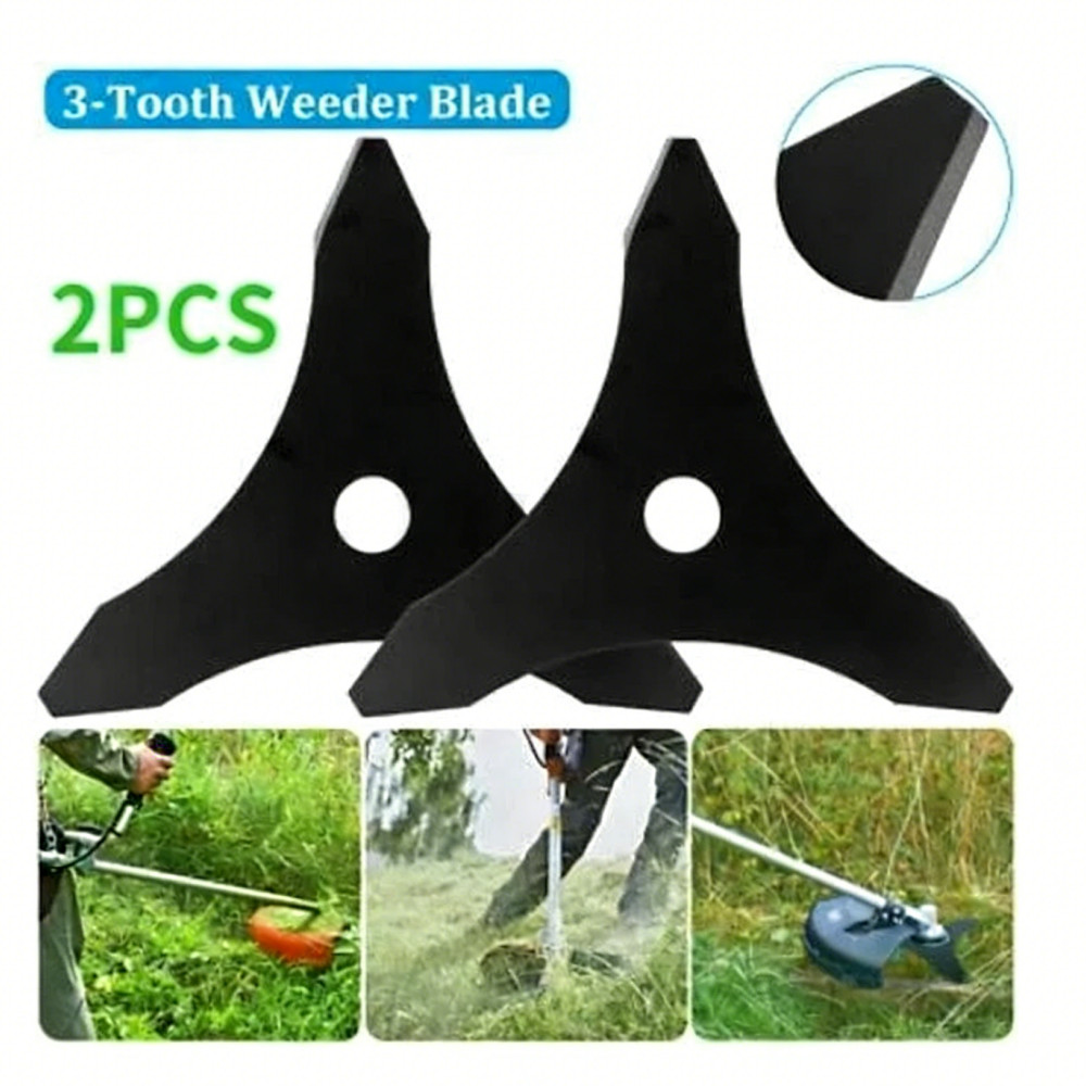 2Pcs 10″ x 3 Teeth Steel Brush Blade Trimmer Lawn Weed Eater Cutter 1.0 cm Thick