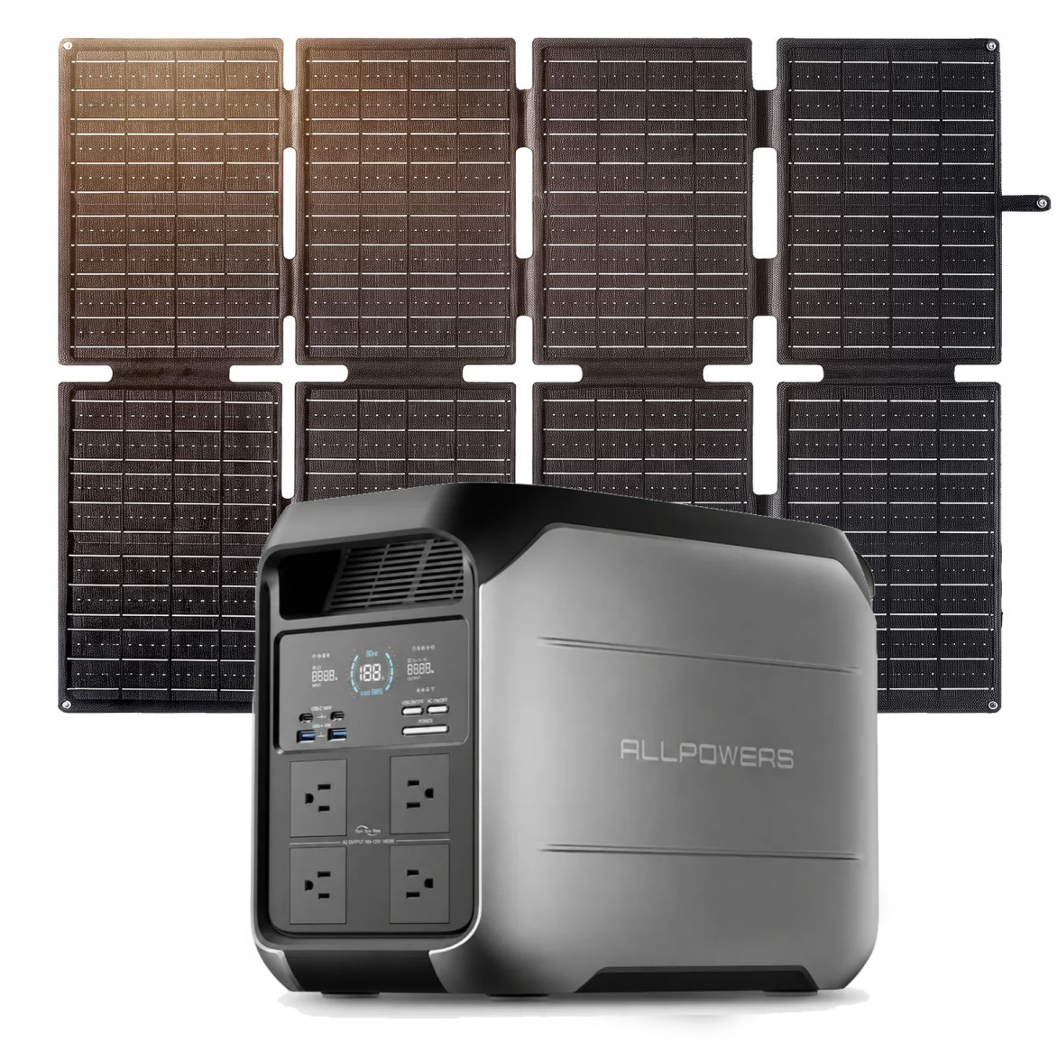ALLPOWERS 1800W Portable Power Station Solar Generator AC UPS + 160W Solar Panel