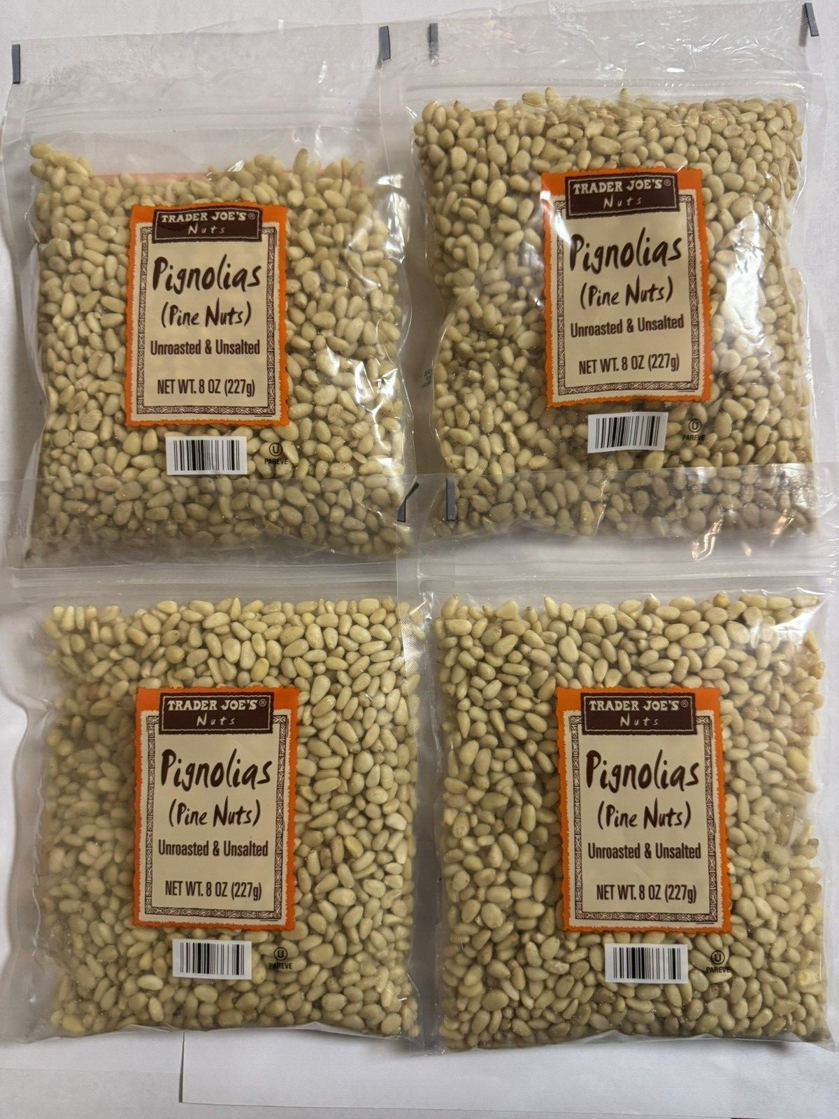 4 Packs New Trader Joe’s Unroasted & Unsalted Pignolias Pine Nuts 8oz Each X 4