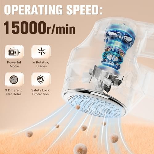 Rechargeable Fabric Shaver 3 Speed Lint Remover LED Display 15000RPM Motor 6