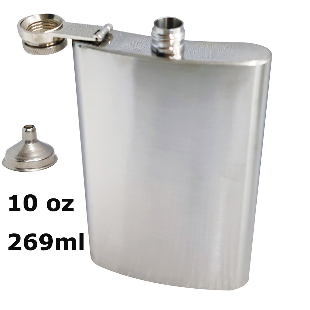 10oz Portable Alcohol Pocket Flask with Funnel Stainless Steel Whiskey Flask