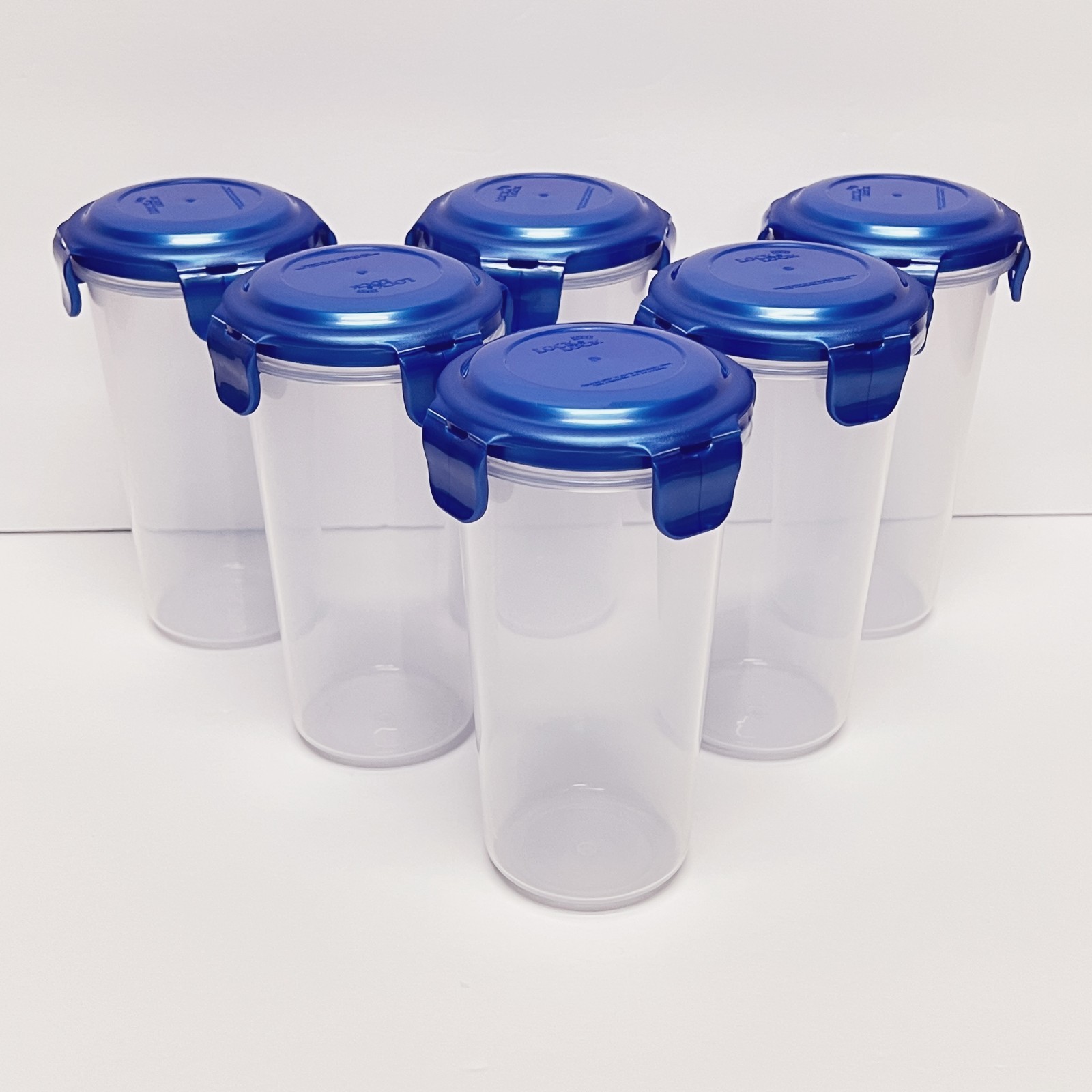 LocknLock 16-oz Slender Canisters w/ Locking Lids Set of 6 K92102 DENIM BLUE