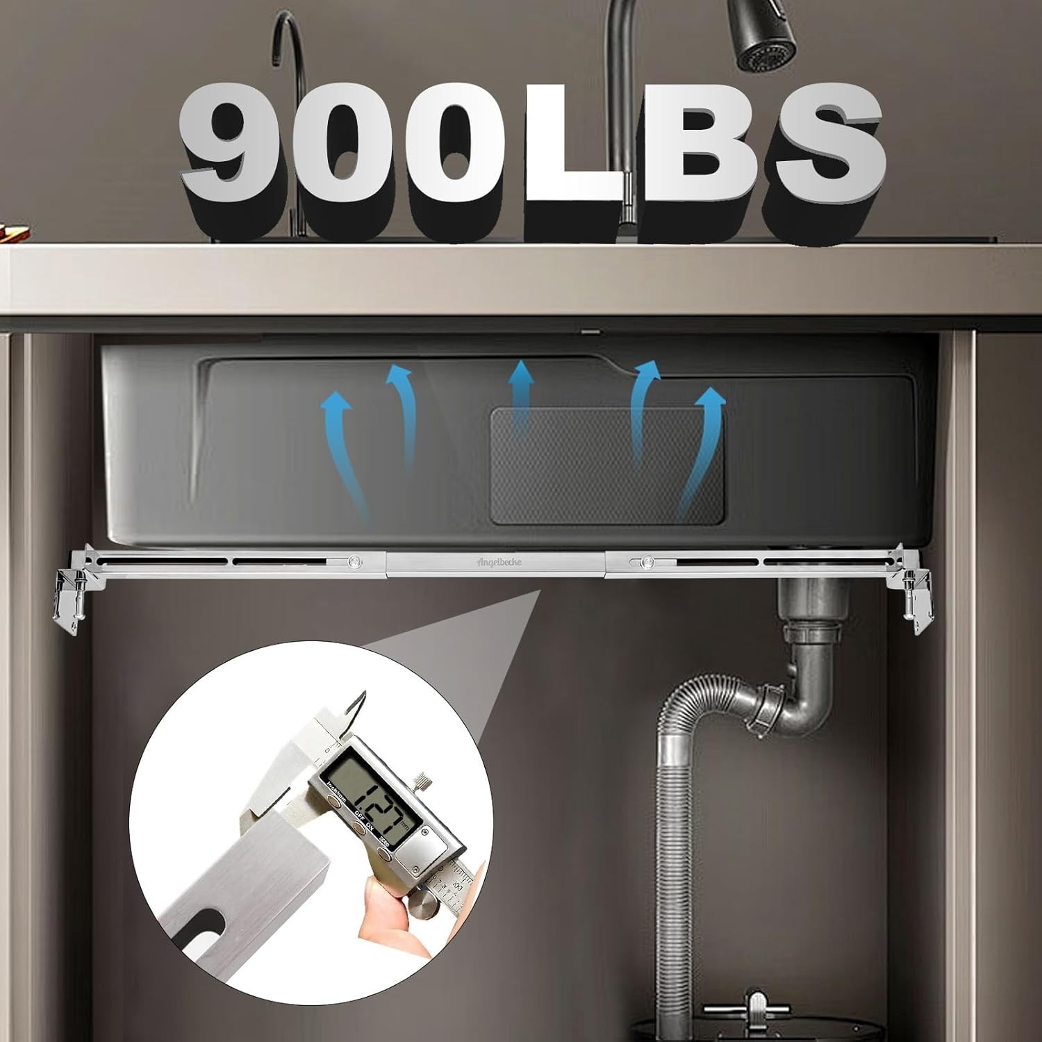 Adjustable Undermount Sink Support 28-37″ 900LB Heavy Duty for Kitchen
