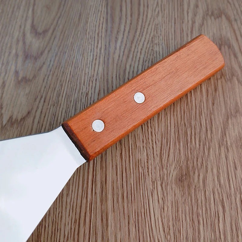 Metal Spatula Beveled Edges, Stainless Steel Spatula with Wood Handle *