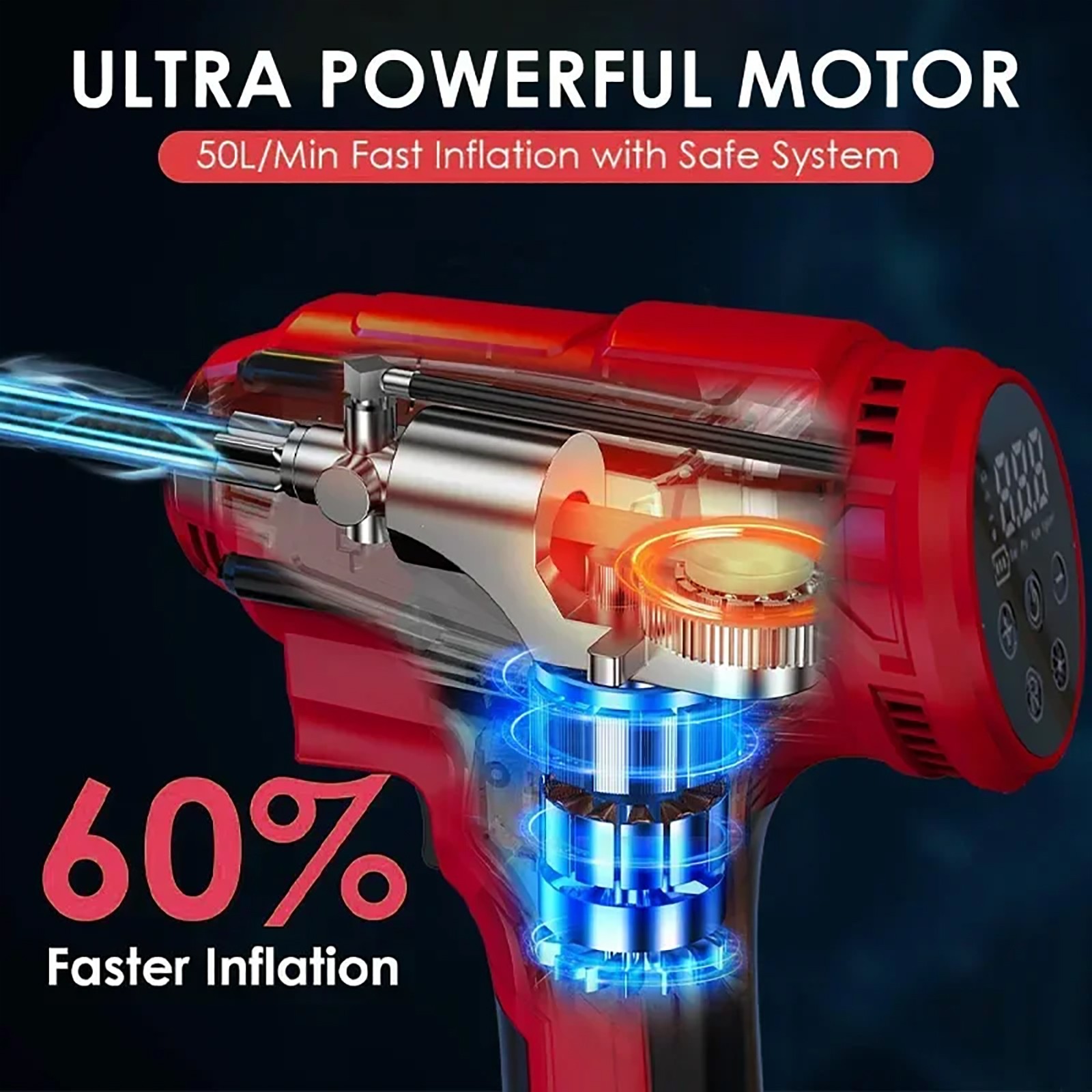 21V 150PSI Cordless Rechargeable Battery Air Compressor Pump Car Tire Inflator
