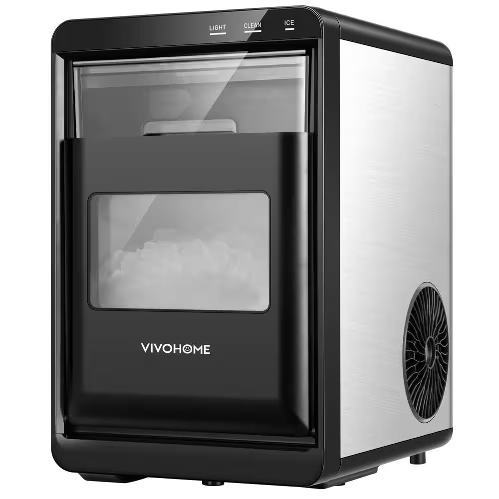 9.8 In. 45 Lb. Countertop Portable Nugget/Pebble Ice Maker in Stainless Steel wi