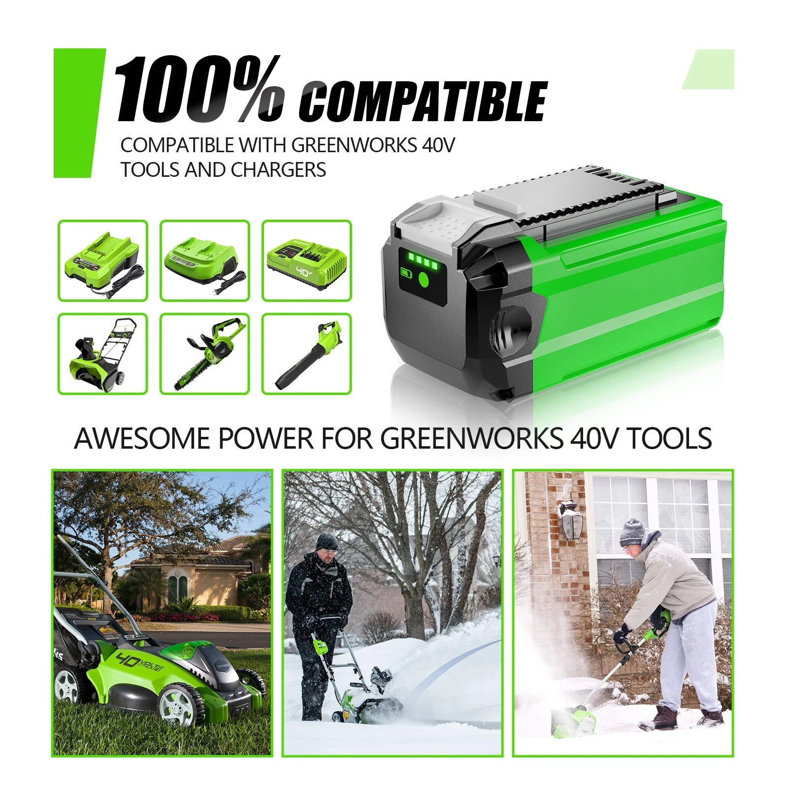 2Pack 40V 5Ah For Greenworks G-MAX Lithium Battery 29472 29462 29252 20202 US